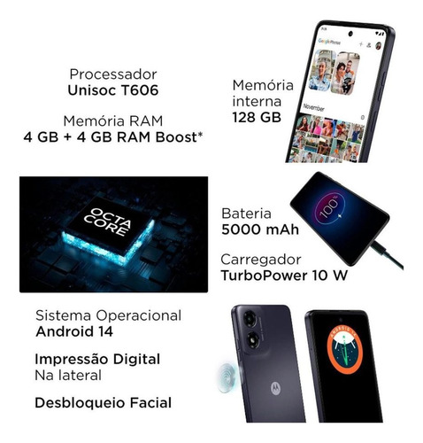 Motorola Moto G04 128gb Grafite 4gb Ram Capinha + Película (Recondicionado)