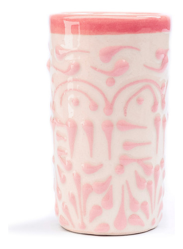 Mextequil - Set 4 Caballitos Tequileros Talavera Encaje Rosa Rosa