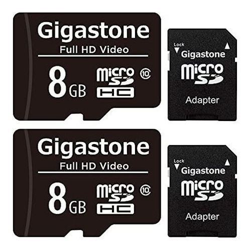 Gigastone 8gb 2-pack Micro Sd Card, Full Hd Video, Surveilla