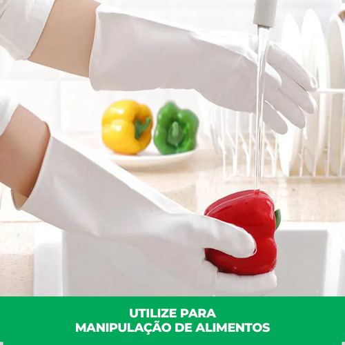 Kit 12 Luva Nitrílica S/ Forro Limpeza Cozinha Branca Volk P