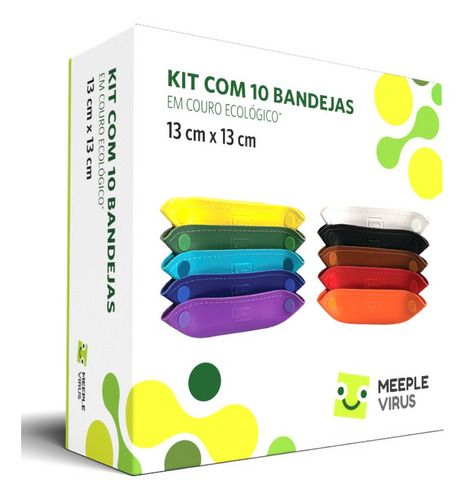 Kit Com 10 Bandejas Em Couro Para Jogo Tabuleiro Grok Games