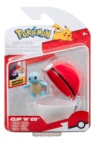 Muñeco Squirtle + Poke Ball - Pokemon Clip N Go