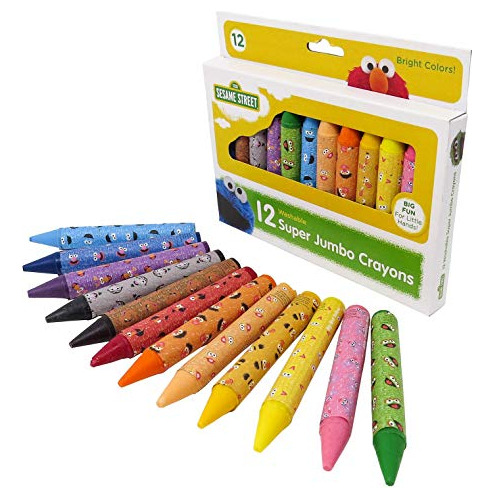 Sesame Street 12 Crayones Jumbo Lavables | Para Niños Peque