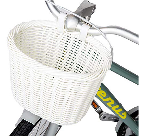 Canasta Con Mimbre De Plastico Blanco Para Bicicleta -zukka