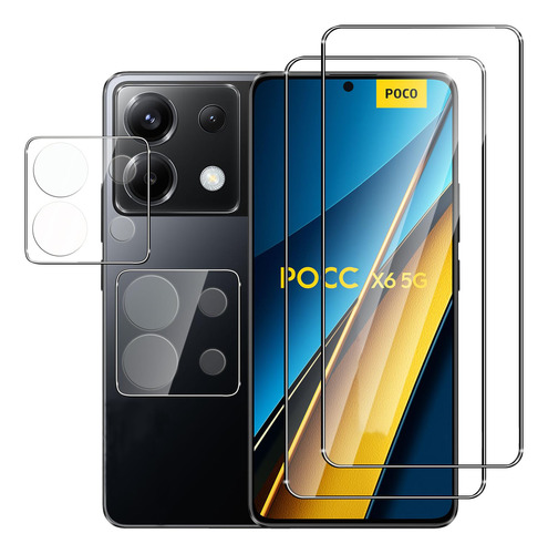 4 Micas Cristal Templado + Cámara Para Xiaomi Poco X6 5g