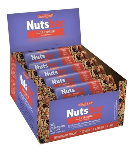 Nuts Bar Banana Brasil 12x25g - Os Sabores