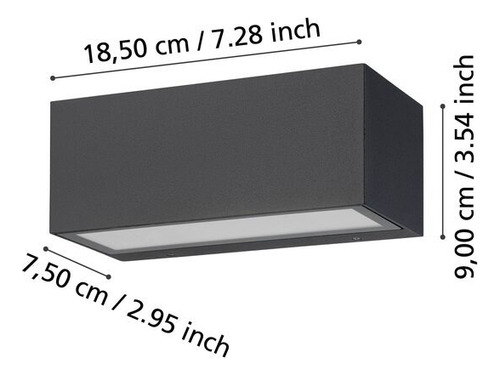 Lampara Aplique Spongano Exterior Led 2x5w Ip65 Cod.900885 Estructura Negro
