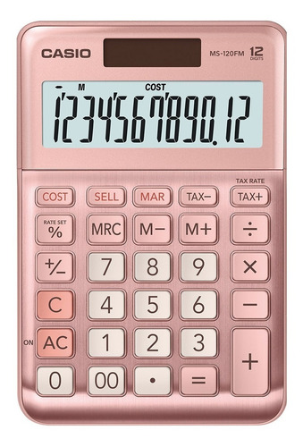 Imagen 1 de 7 de Calculadora De Escritorio Casio Ms-120fm-pk, Solar / Pila
