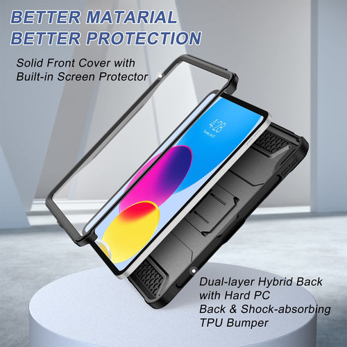 Funda Para Ipad De 10.9 Resistente Soporte Completo Negro Negro