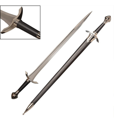 Espada De Caballero Medieval, Sin Filo, Exhibición, En Acero