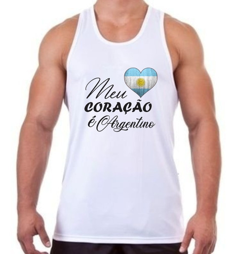 Camiseta Regata Meu Coração É Argentino Bandeira