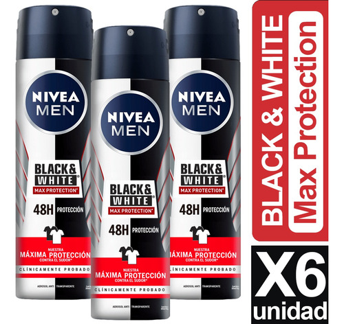 Desodorante Nivea Invisible Black & White Max Protection X 6