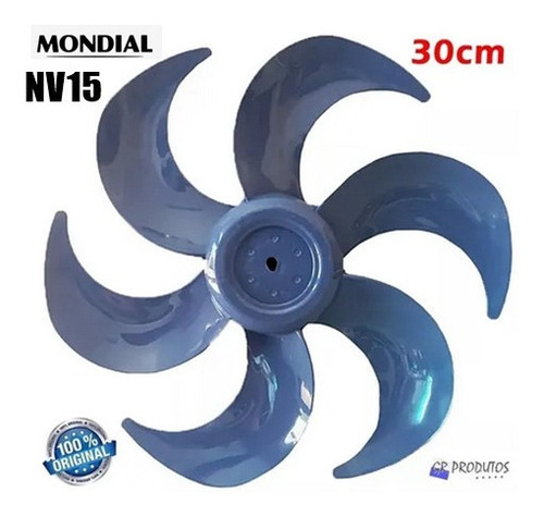 Hélice Ventilador Mondial 30cm Nv15 6 Pás Azul Original