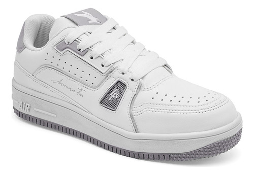 Tenis Junior American Fire 7123 Blanco Gris 120-303