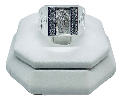 Anillo Cuadrado Con Santa Muerte Y Piedra Mod2 (dplata)