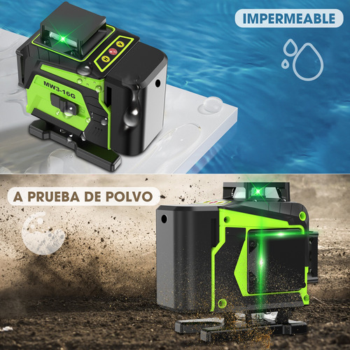 Nivel Láser De 16 Líneas 4d 3° Autonivelante Con 2 Baterías