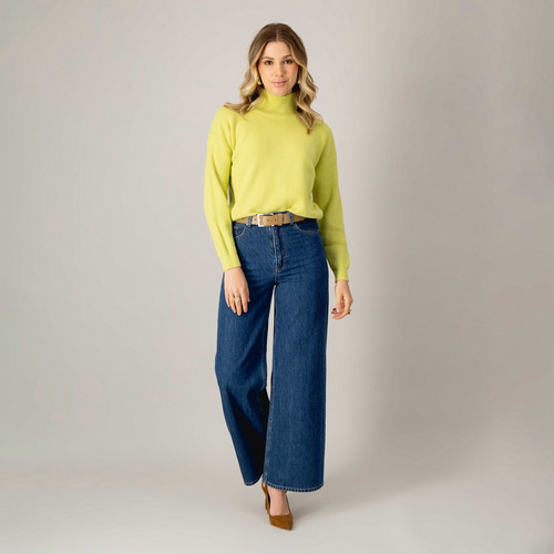 Blusa Suéter Tejido Cuello Mao Para Mujer