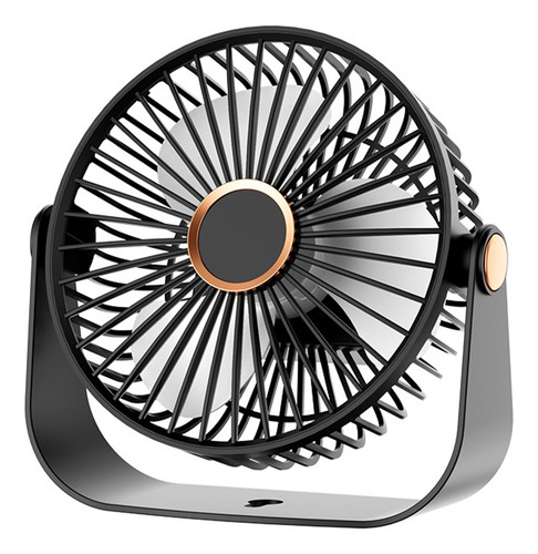 Ventilador De Escritorio Recargable Con Luz Nocturna Usb 16 Cm Negro