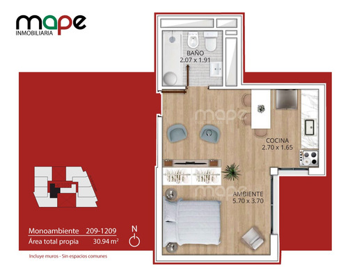 Imagen 10 de 10 de Apartamento Monoambiente Imperdible En Tres Cruces
