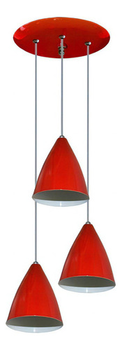 Lustre Pendente Colorido Triplo Junto Na Mesma Canopla Cor Vermelho