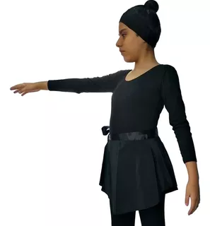 Ballet Conjunto Manga Larga Falda Envolvente - Negro