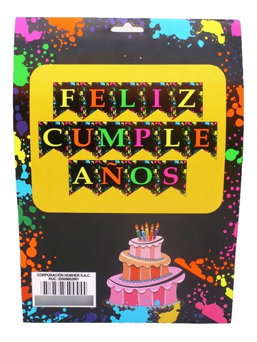 Guirnalda O Banderín  De  Feliz Cumpleaños Neón