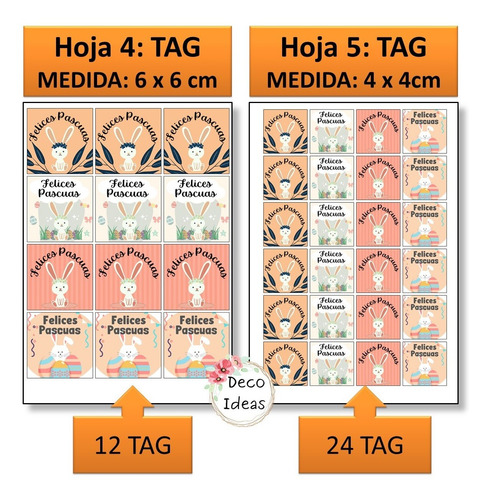 Imagen 4 de 6 de Kit Imprimible Pascuas 002 Tags, Etiquetas, Stikers Y Cuadro