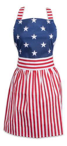 Dii Cotton Vintage American Flag Mujeres Delantal Vestido Co