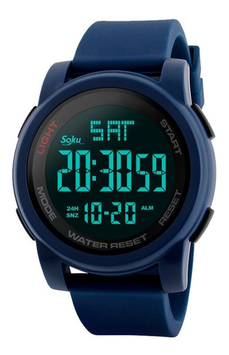 Reloj Digital Deportivo Dual Cronometro Sumergible Sk Color del bisel Azul marino