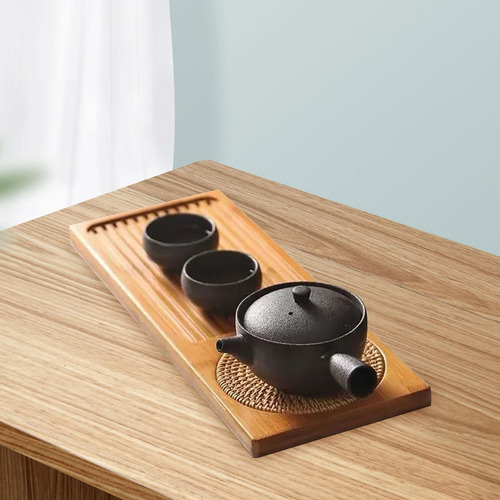 Exquisita Bandeja De Té De Bambú: Elegante Tabla 41cmx15cm
