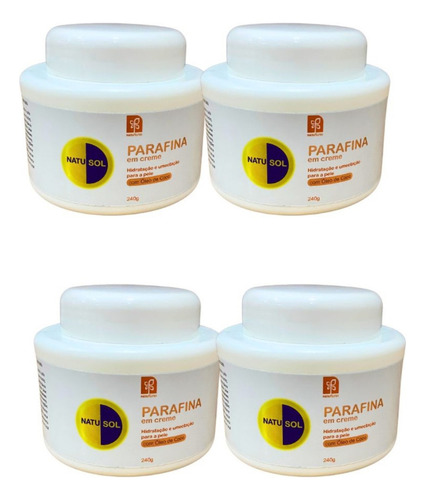 Creme Hidratante Parafina Óleo Coco 240g Natuflores Kit 4und