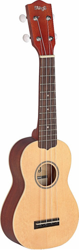 Ukelele Soprano Tapa Sólida Stagg Us-60s Natural Con Funda