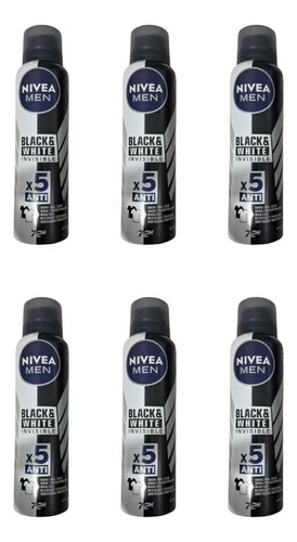 Desodorante Aero Nivea 150ml Masc Black White Invisible -6un