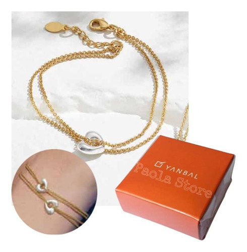 Pulsera Dúo Corazone Baño Oro, Plata Tono Clásico Yanbal