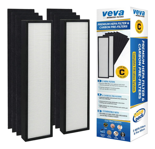 Veva 2 Filtros De Aire Hepa Y 6 Prefiltros De Carbono De Rep