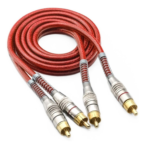 Cabo Rca 1 Metro Dupla Blindagem 5mm Plug Metal Blindado