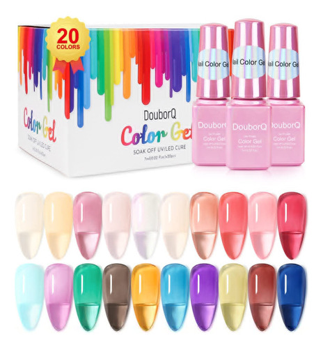 Douborq 20 Botellas De Esmalte De Uñas De Gel De Cristal Tra