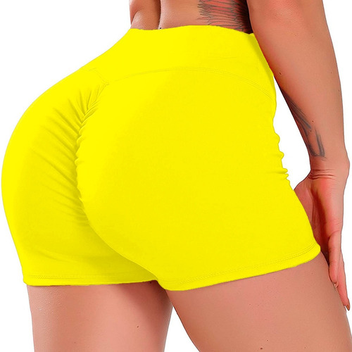 Calza Short Mujer Frunce Sexy Push Up Levanta Cola Gym Yoga