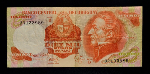 Uruguay Billete 10000 Pesos Moneda Nac 1974 Mb Pick 53b