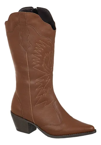 Botas Femininas Texana Rodeio Country Cano Alto Bico Fino