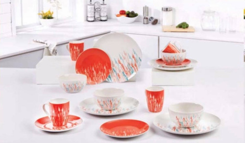 Vajilla Laurie Gates 4 Personas Set De Tazas Tazones Platos