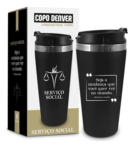 Copo Termico Denver Emborrachado 450ml Cursos Servico Social