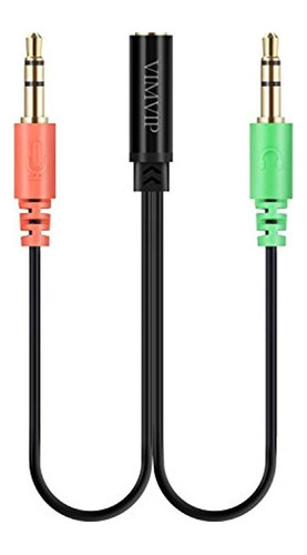 Vimvip 3.5mm Hembra A Dual 3.5 Male Mic - Cable De Audio Est