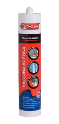 Sellador Silicona Acetica Tubo 280ml Transp Tacsa X 12und