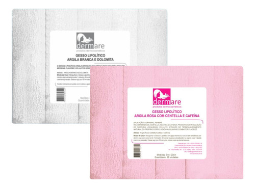 Kit 2 Gessos Lipolitico Argila Branca + Rosa Dermare - 5un