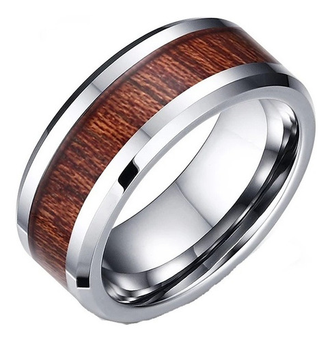 Anillo Hombre Fibra De Madera Y Acero Quirúrgico 