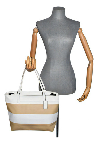 Bolsa Coach Tan And White Tote