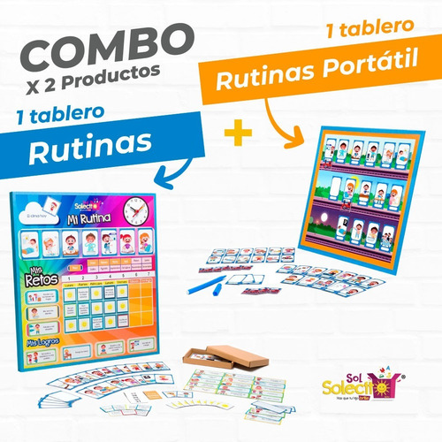 Imagen 1 de 6 de Combo Tablero De Rutinas + Tabla Portátil De Rutinas Ms