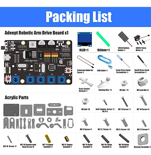 Kit De Brazo Robótico De 5 Ejes Adeept Compatible Con