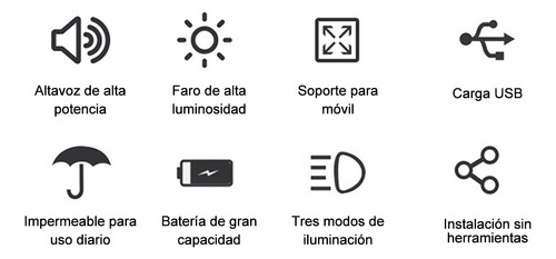 Luces Bicicleta Led Recargable Usb Con Luz Trasera Y Claxon Negro